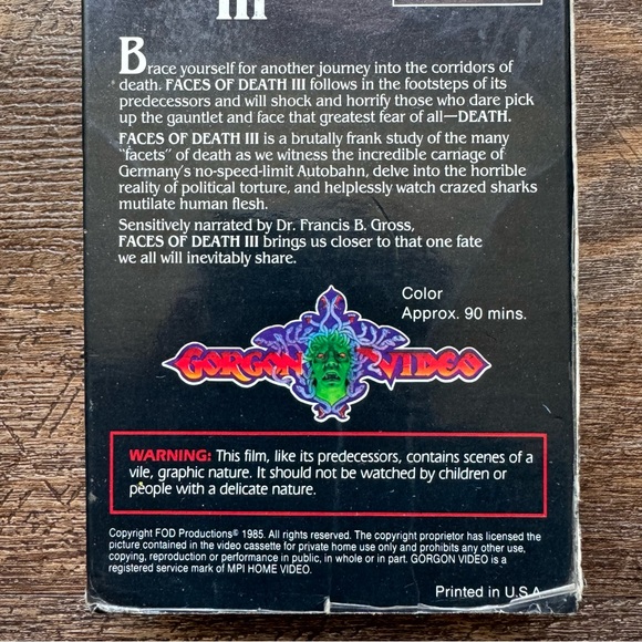 VTG Rare Faces Of Death 3, The Final Assault By Alan Black x Gorgon Video - Picture 10 of 16